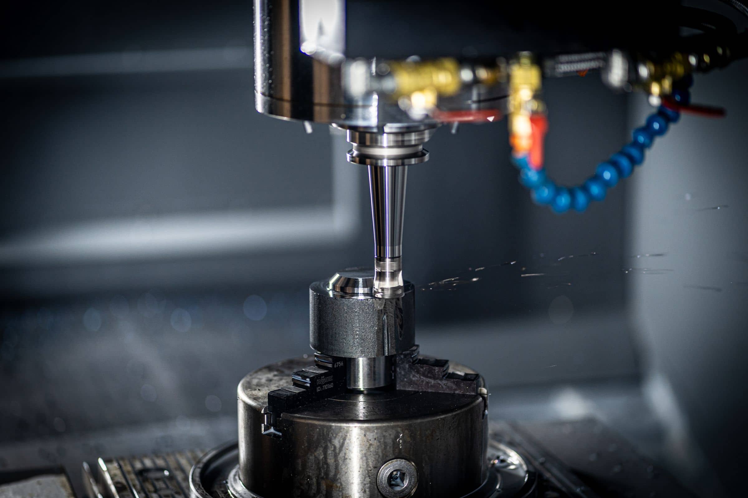 Il mandrino di una macchina CNC, da vicino